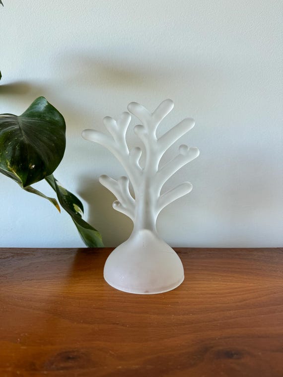 Rare Fenton frosted glass tree ring tree - Gem