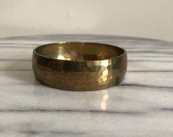 vintage hammered brass wide boho bangle bracelet