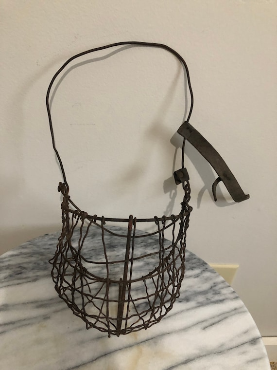 Ancien Museau De Cheval En Fil De Fer – Panier équine Vintage, Déco Rustique