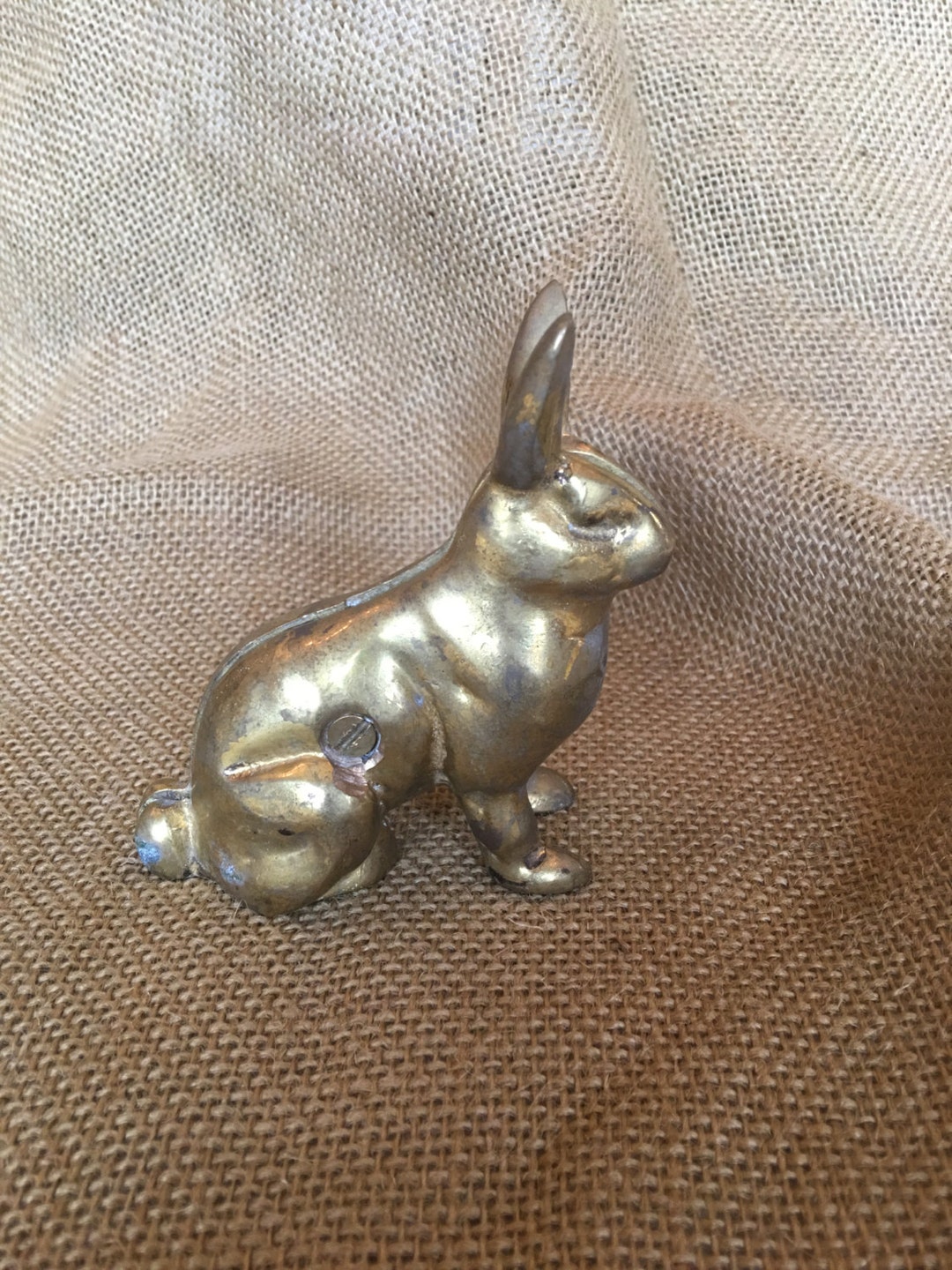 Small Vintage Brass Bunny Rabbit Penny Bank - Etsy