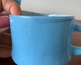 Set of 4 fire-king anchor hocking milk glass blue cups mugs - Etsy