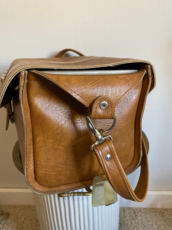 Vintage faux leather brown samsonite scandia over… - image 3