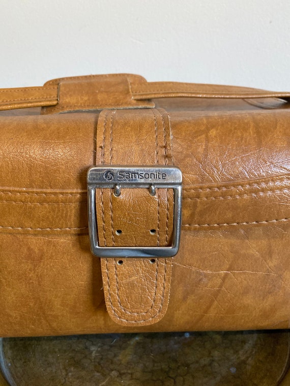 Vintage faux leather brown samsonite scandia over… - image 5