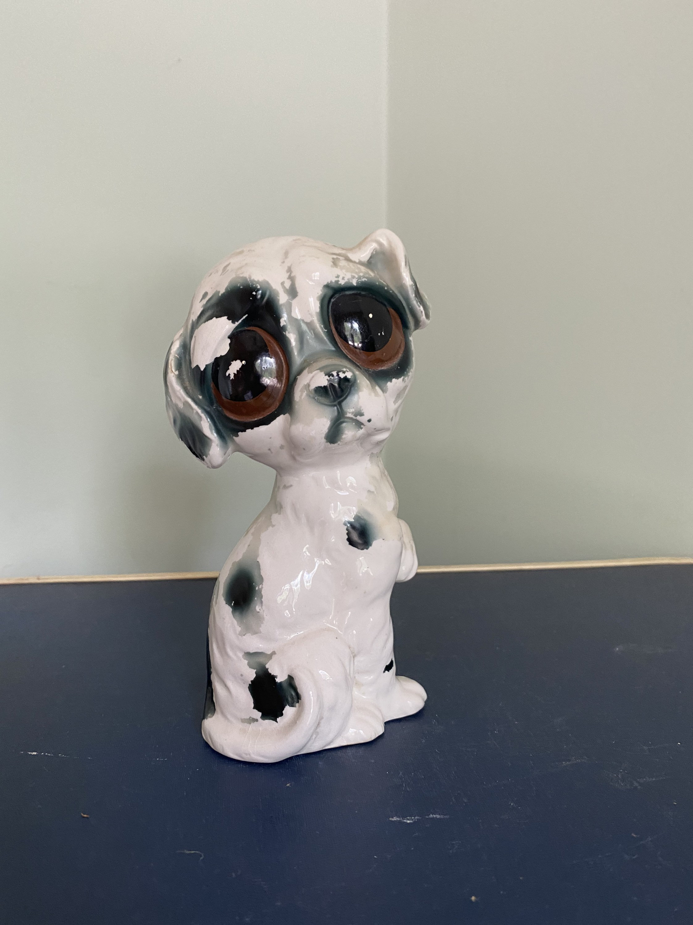 Vintage Ceramic Big Eye Dog Puppy Figure - Etsy