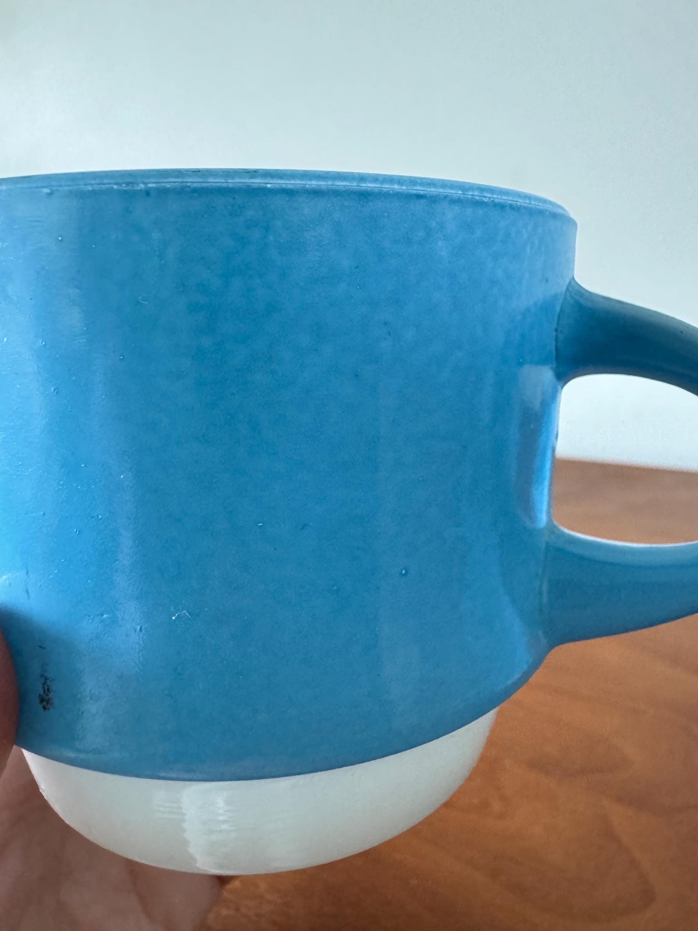 Set of 4 fire-king anchor hocking milk glass blue cups mugs - Etsy