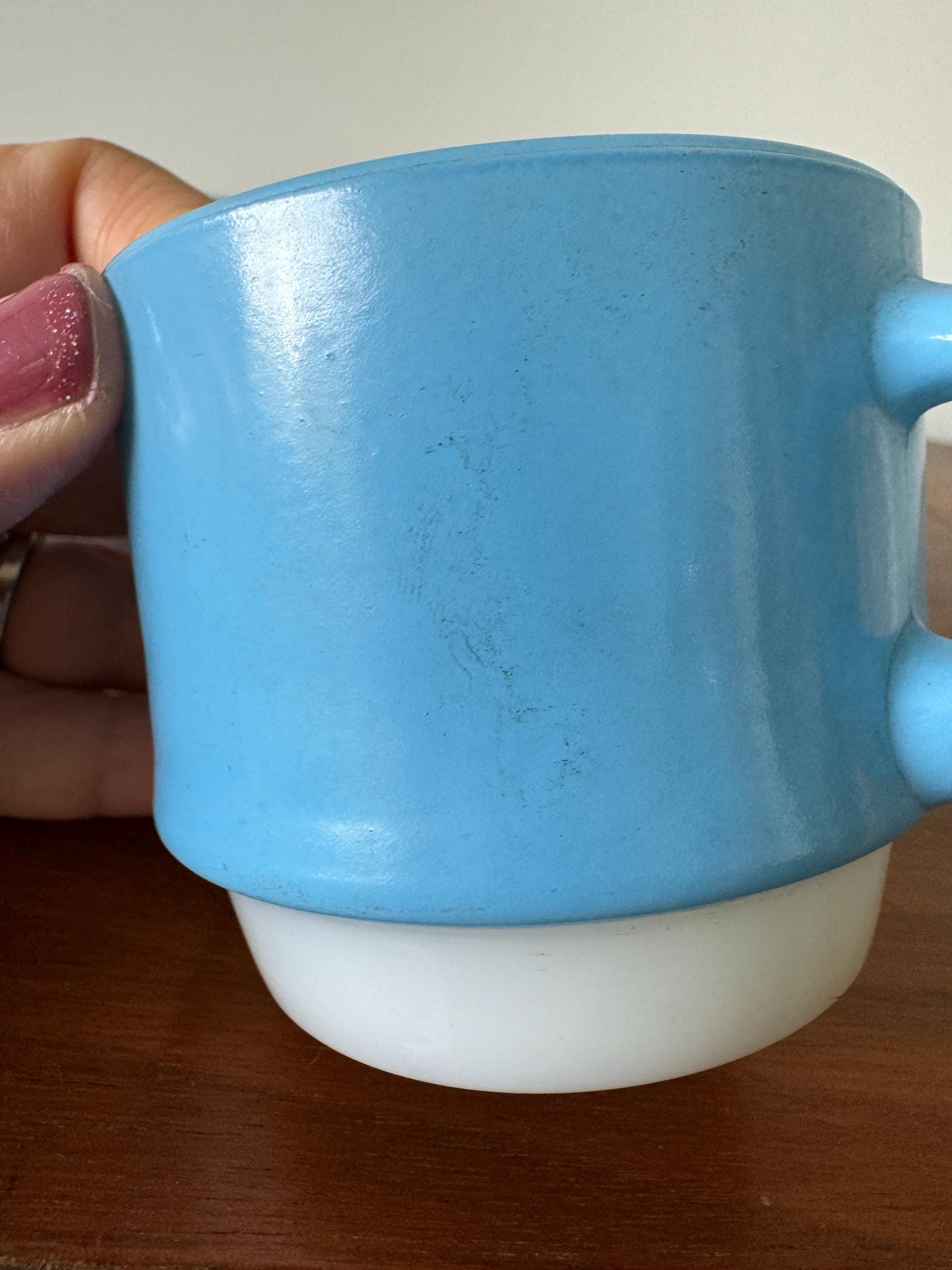 Set of 4 fire-king anchor hocking milk glass blue cups mugs - Etsy Set of 4 fire-king anchor hocking milk glass blue cups mugs - Etsy