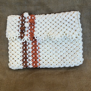 Vintage hippie boho 1970s macrame clutch handbag perfect