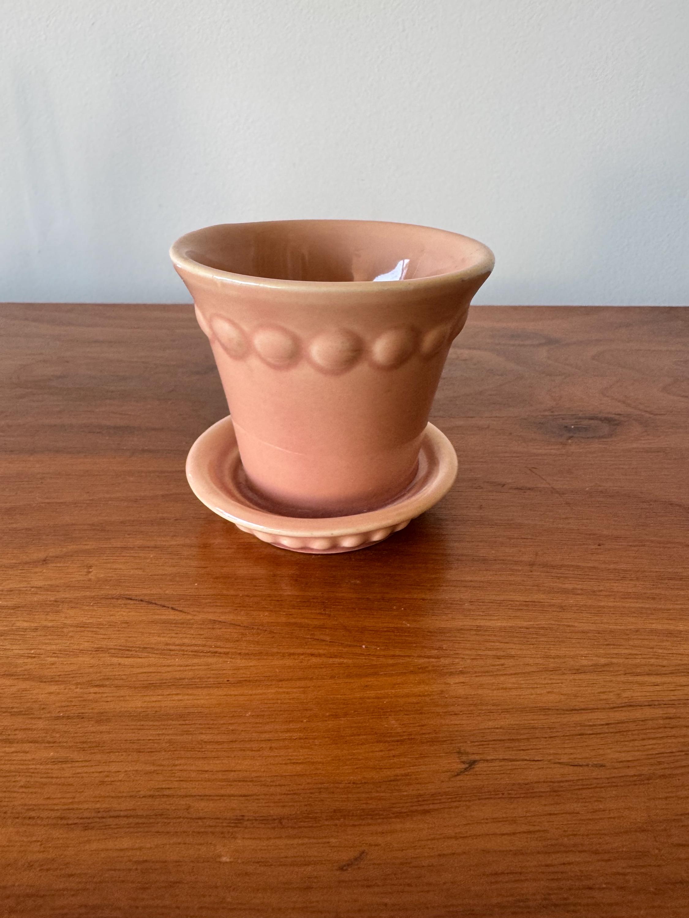 Adorable Vintage Midcentury Mini Flower Pot With Attached