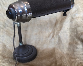 vintage brown and chrome goose neck desk lamp