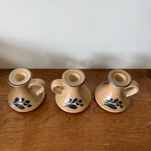 3 pfaltzgraff folk art candlestick holder