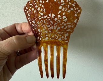 Victorian Art Deco Faux Tortoiseshell Hair Comb Spanish  display picture 3