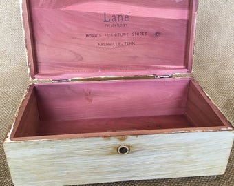 Miniature Lane cedar chest jewelry box salesman sample trinket box painted