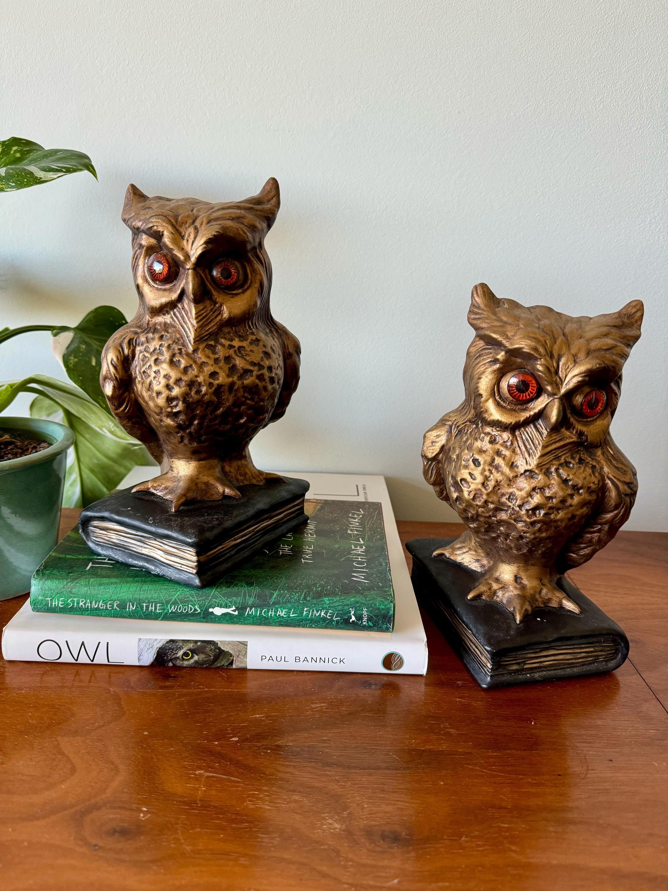 Pairlarge Vintage of Ceramic Gold and Black Owl Book Ends - Etsy