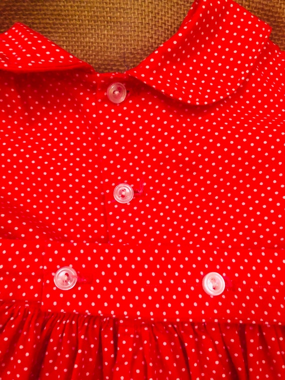 vintage baby girls red short sleeved polka dot dr… - image 6
