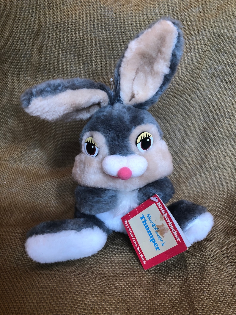 Vintage Disney Knickerbocker plush Thumper rabbit from Bambi with original tag in tact image 1