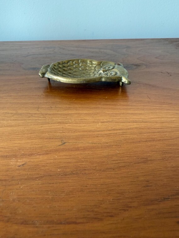 vintage solid brass owl ring dish - image 2