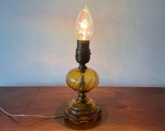 Antique Amber Glass Boudoir Lamp, BH Steif Jewelry Co.