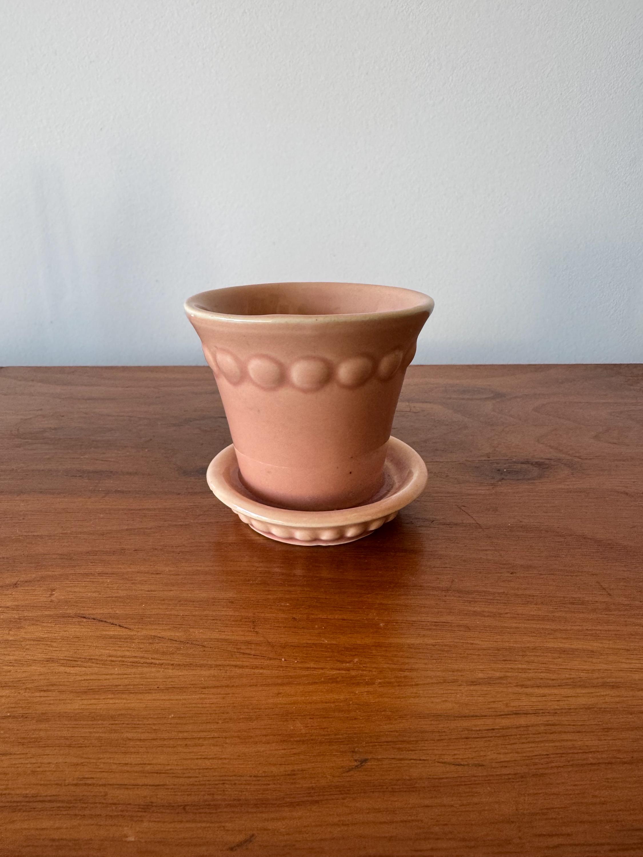 Adorable Vintage Midcentury Mini Flower Pot With Attached