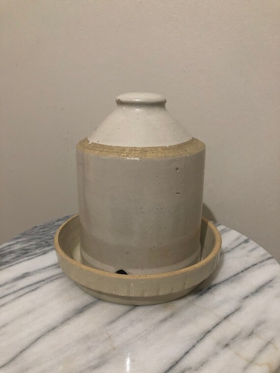 Antique Vintage Stoneware Chicken Waterer Great Farmhouse Etsy
