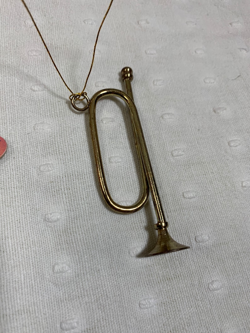 6 pc vintage gold tone metal musical instrument Christmas tree ornament set FREE SHIPPING