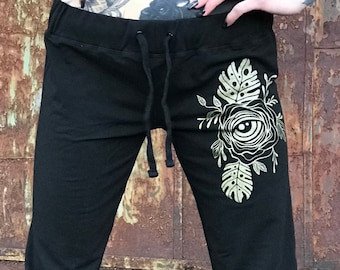 Trippy Eyeball Flower Shimmery Gold Unisex Joggers - Limited Edition