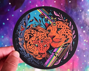 Jaguar Sticker - Psychedelic Trippy Sticker - Cat Sticker  - Laptop Sticker waterproof Vinyl Sticker