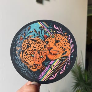 Jaguar Sticker - Psychedelic Trippy Sticker - Cat Sticker  - Laptop Sticker waterproof Vinyl Sticker