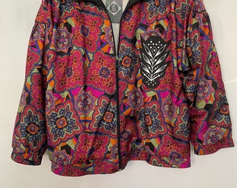 Vintage Floral Geometric Windbreaker Hand Painted Patch - Small