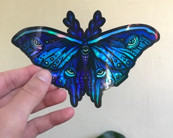 Holographic Moth  - Psychedelic sticker - Laptop Sticker - Car Sticker - Waterproof Vinyl Sticker
