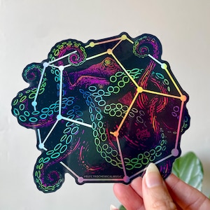 Holografisk bläckfiskklistermärke 5,5” vinylklistermärke