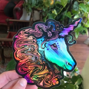 Holographic Unicorn Sticker - Limited Edition Water Proof Extra Large 5” Vinyl sticker