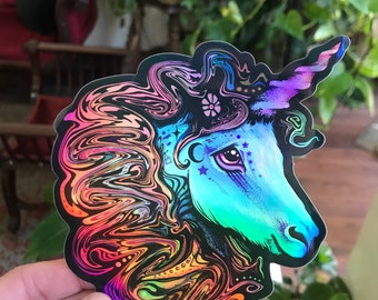 Holographic Unicorn Sticker - Limited Edition Water Proof Extra Large 5” Vinyl sticker