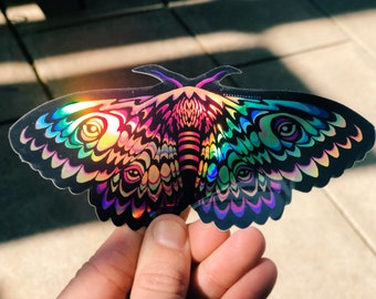 Holographic Moth  - Psychedelic sticker - Laptop Sticker - Car Sticker - Waterproof Vinyl Sticker