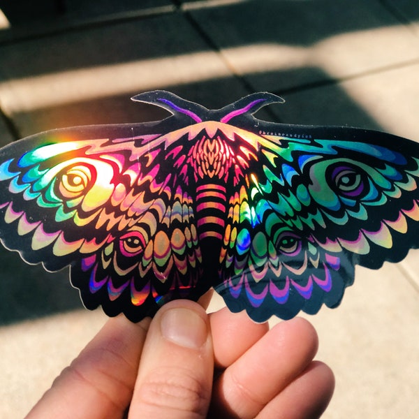 Holographic Moth  - Psychedelic sticker - Laptop Sticker - Car Sticker - Waterproof Vinyl Sticker