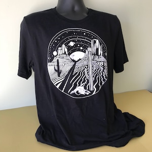 Dark Desert Road Psychedelic Rundhals Jersey Baumwolle T-Shirt