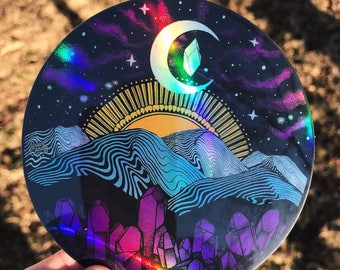 Holographic Appalachia Mountain Range Asheville 4” sticker