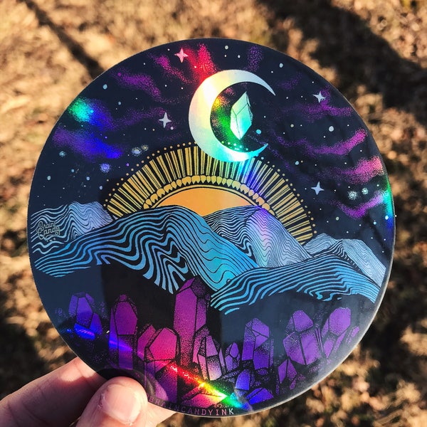 Holographic Appalachia Mountain Range Asheville 4” sticker