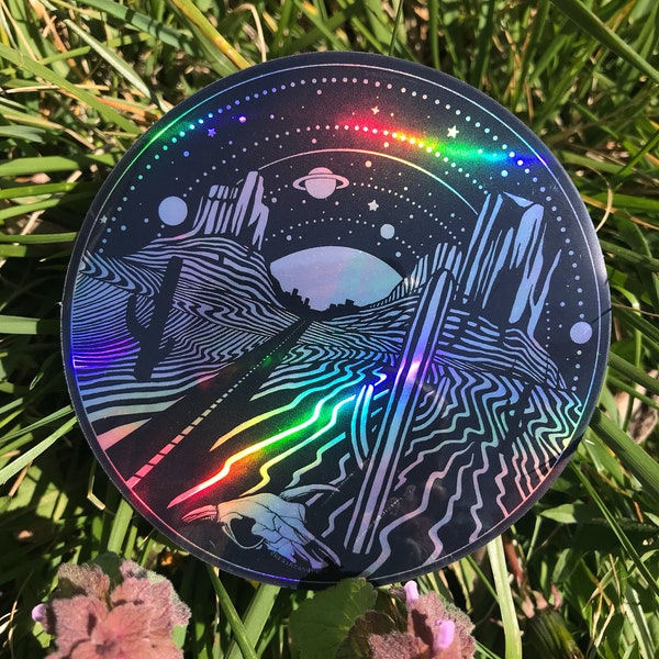 Holographic Dark Desert Highway 4”waterproof vinyl sticker