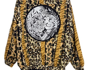 Vintage Animal Print Jaguar Windbreaker Hand Painted - Xlarge