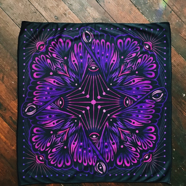 Moth Purple Bandana - 22" X 22" Bandana - Face Mask - Limited Edition