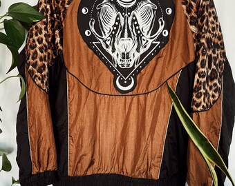 Cat Skull Animal Print Windbreaker - Medium