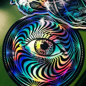 Eye see You Holographic Eye Sacred Geometry Sticker - psychedelic sticker - Laptop Sticker - Car Sticker - Waterproof Vinyl Sticker