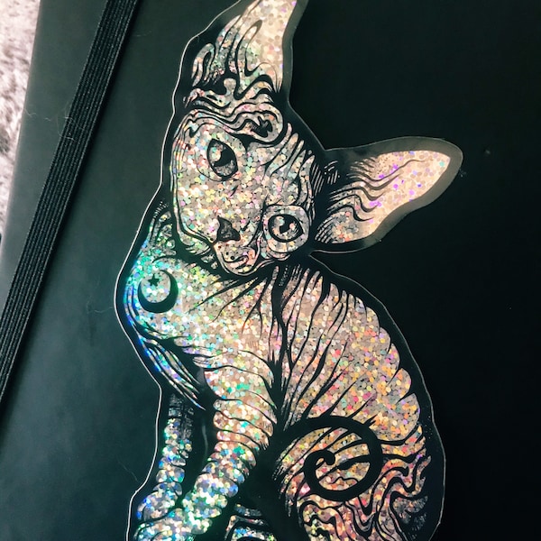 Sphynx Cat Limited Edition Holographic Glitter Sticker