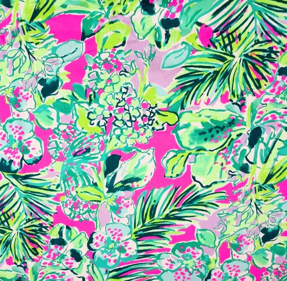 1 Yard BTY Lilly Pulitzer Cotton Dobby Fabric Multi Pina Colada Club