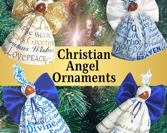 Religious ornament |  Christian Handmade fabric Angel | Christian Decor | Reason For The Season | Black Angel