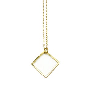 Gold Plated Square Necklace, Geometric Necklace, Minimalist Necklace Gift for Her