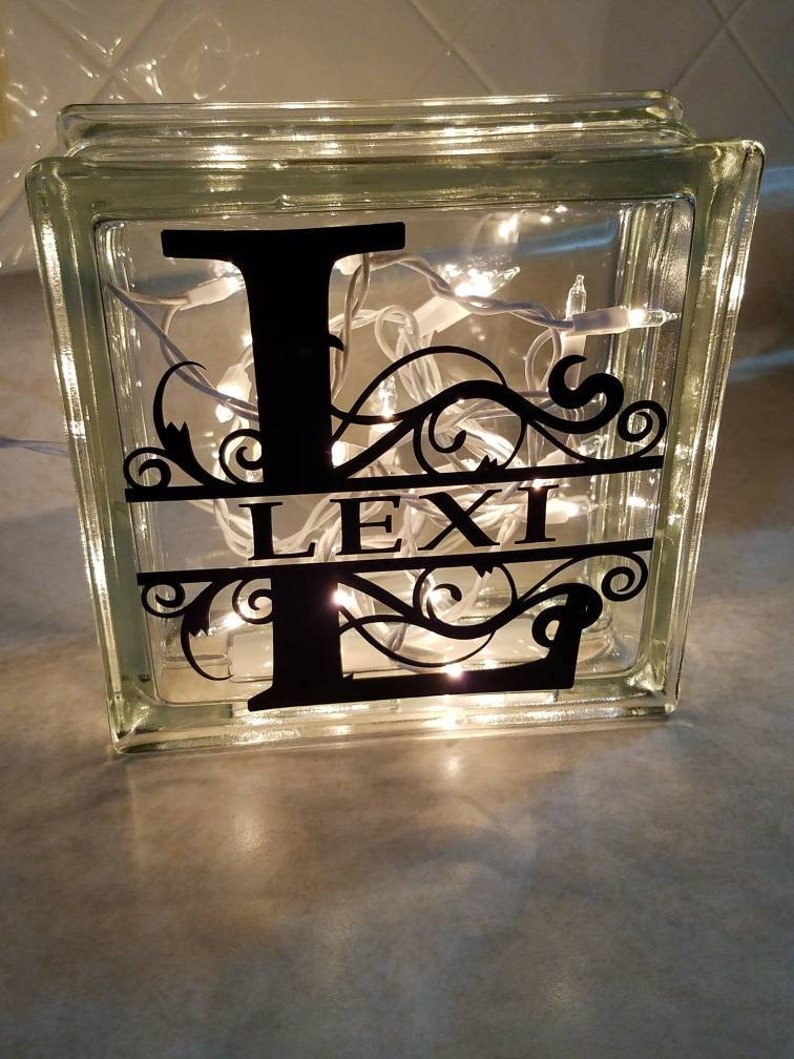 Custom Monogram Glass Blocks Night Light Last Name First Name Etsy