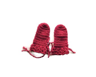 Preemie baby mittens, Red Crochet baby mitten gloves, Newborn, preemie, reborn doll mittens, reborn doll gloves, baby hand warmer,