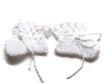 Baby Booties Baby Shoes Crochet Booties Newborn Shoes 3 " White OOAK Booties Reborn Baby Doll