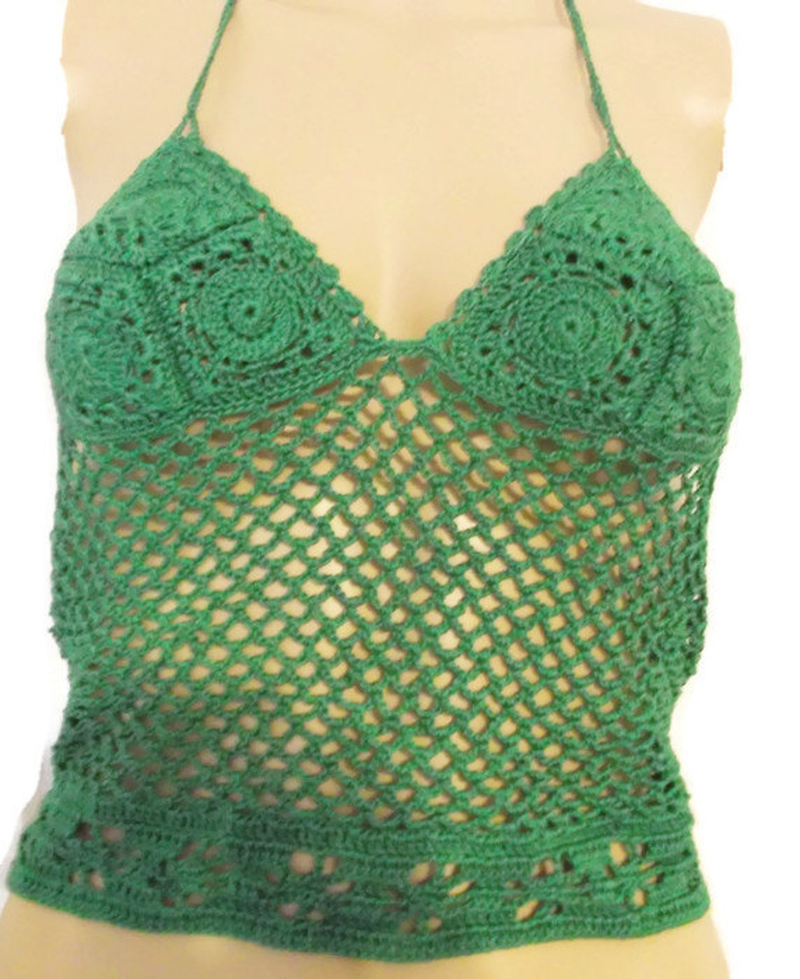 Crochet Crop Top Boho Hippie Green Crochet Sexy Top Crochet | Etsy